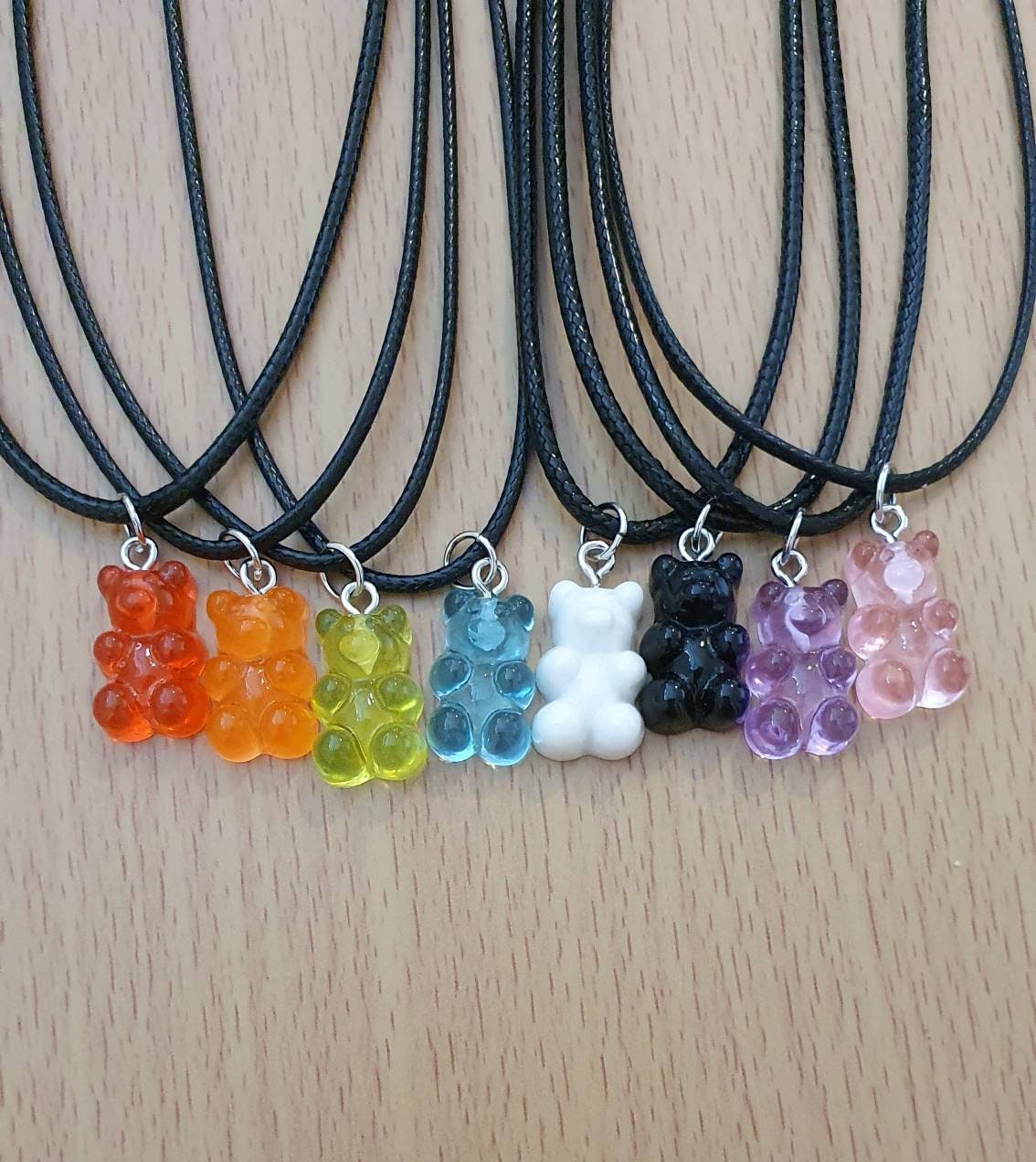 Collar de oso gomoso hecho a mano de cordón negro 8 opciones Etsy