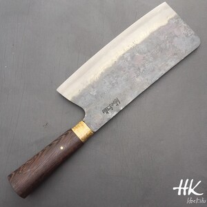 Koksmessen, handgemaakt mes, cadeau voor hem, Japanse stijl, koolstofstaal. afbeelding 4