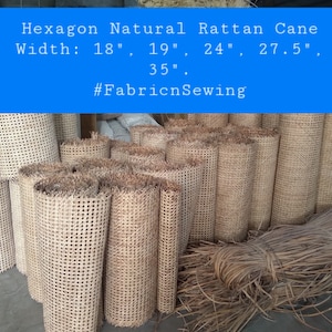 WIDTH 24", Hexagon Rattan Cane, High Quality Rattan Cane Webbing for Caning Chair, DIY Rattan Furniture Interiors, buy more save more.