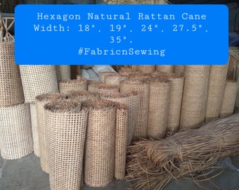 WIDTH 24", Hexagon Rattan Cane, High Quality Rattan Cane Webbing for Caning Chair, DIY Rattan Furniture Interiors, buy more save more.