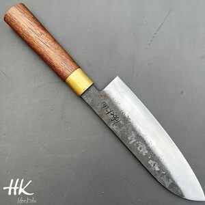 Koksmessen, handgemaakt mes, cadeau voor hem, Japanse stijl, koolstofstaal. Santoku