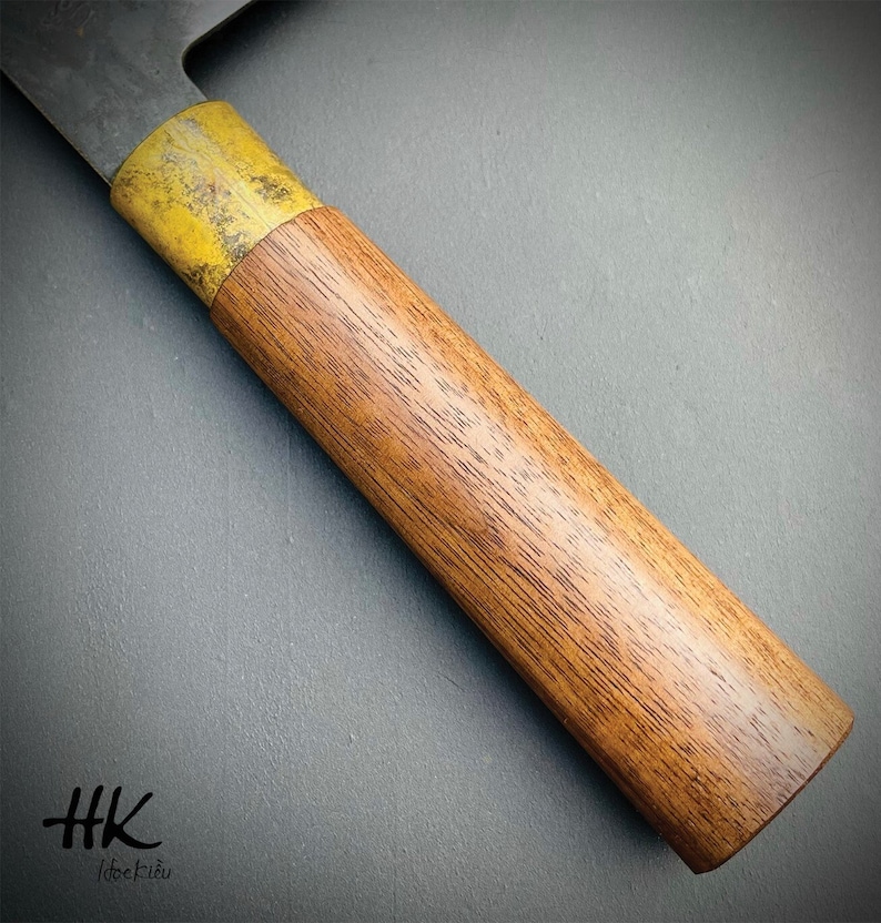 Koksmessen, handgemaakt mes, cadeau voor hem, Japanse stijl, koolstofstaal. afbeelding 7