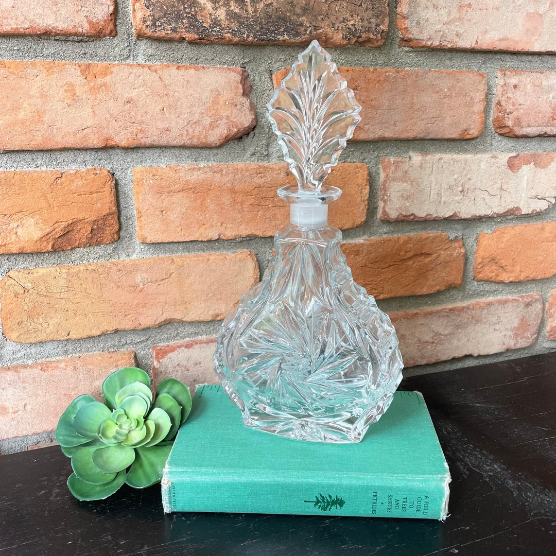 Cut Glass Liquor Bottle With Glass Stopper Decorative Etsy