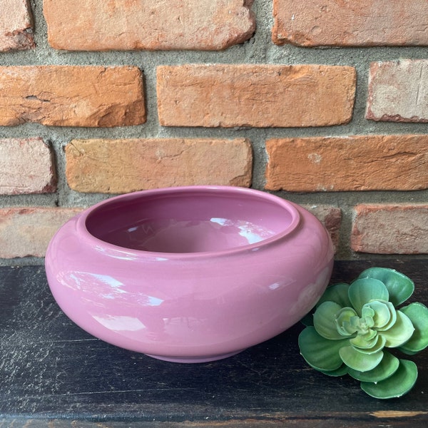 Pink Ceramic Round Planter Dish - Succulent Cactus Planter Bowl - 9.5” wide, 4” tall