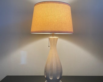 Tall White Mid-Century Ceramic Lamp Base  -  19.5" tall base