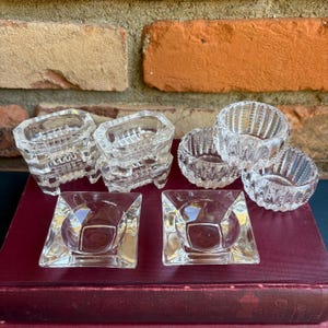 Collection of Vintage Glass Salt Cellars - Collection of 9 Various Size Salt Cellars
