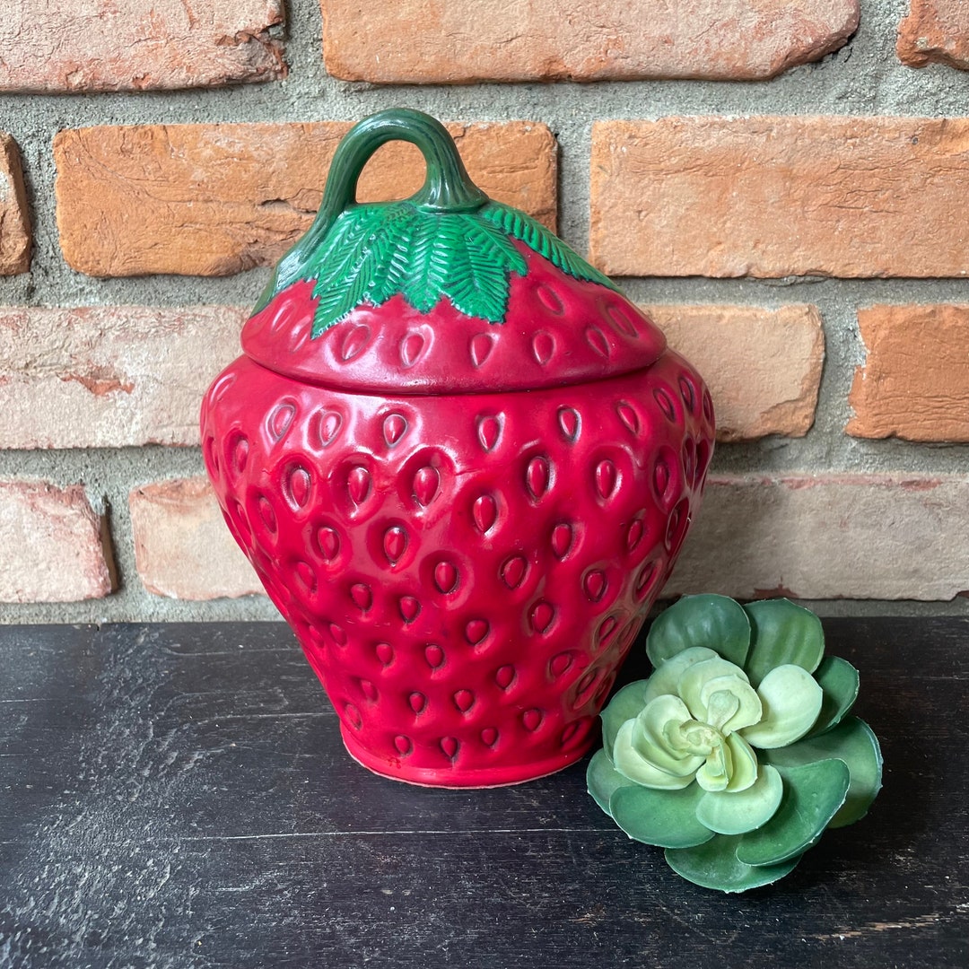 Vintage Ceramic Strawberry Cookie Jar Vintage Ceramic Cookie Etsy