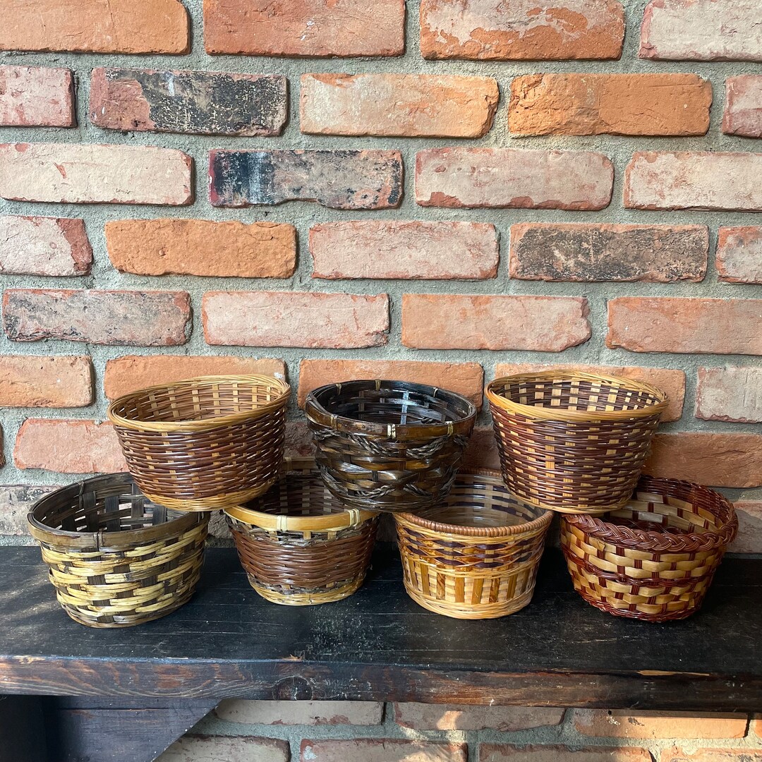 Set of 7 Wicker Planter Baskets Small Planter Basket Pot Covers 4 Tall Etsy