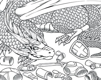 30 Dragon Coloring Pages (Digital PDF)