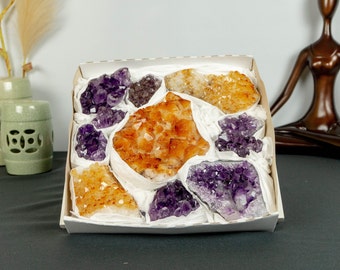 Amethyst and Citrine Wholesale Mineral Flat Box, Extra Quality, Wholesale Bulk Lot Flat - Ethical - 3.5 Kg - 7.7 lb