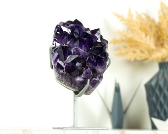 Small AAA Grade Amethyst Cluster with Large, Dark Purple Druzy Points, Natural and Raw - 1.7 Kg - 3.7 lb
