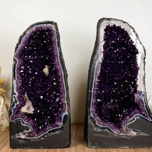 Pair of Extraordinary Agate Amethyst Cathedral Geode on Banded Agate, AAA Deep and Dark Purple Amethyst - 74 Kg 163 lb