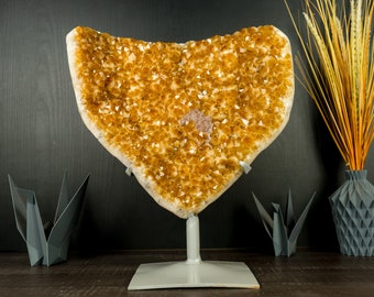 XL Citrine Cluster with Orange Citrine Crystal Druzy and Calcite Flower Inclusion - 10.8 Kg - 23.7 lb