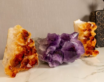 Set of Large Amethyst and Citrine of Super Extra AAA Quality - Natural, Deep Purple and Orange Colors and Ethical - 13.2 Kg - 29.0 lb