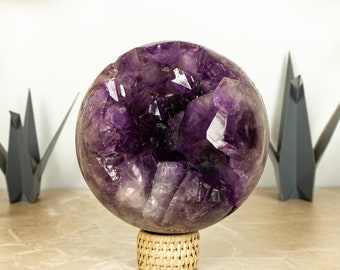 Amethyst Crystal Sphere with AAA Deep Purple Amethyst, 7 in Large, Natural & Ethical - 5.7 In 8 Lb