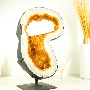 Golden Orange Citrine Geode Portal, Dual-Side Citrine Cluster, High-Grade Citrine for Collection or Decor, Merchant&#39;s Stone - 10 Kg - 22 lb