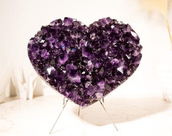 Large Grape Jelly Purple Amethyst Heart, Natural, AAA-Grade on Agate Matrix - 4.9 Kg - 10.7 lb - Healing Crystal & February Birthstone Gift