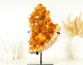 High-Grade Natural Citrine Cluster with Flower Rosette, Deep Orange and Large Druzy - 4.3 Kg - 9.4 lb