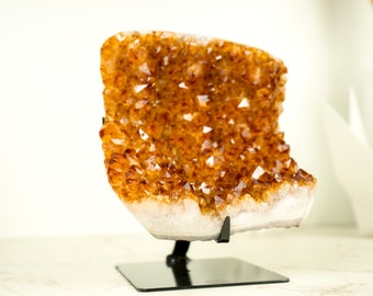 AAA-Grade Citrine Cluster with Cognac Citrine Druzy, On Made to Order Stand - 3.0 Kg - 6.6 lb