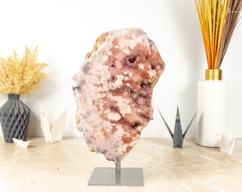 Pink Amethyst Geode, Natural Rose Amethyst Geode Slab with Druzy - 6.2 Kg - 13.7 lb