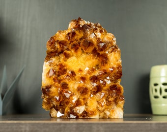 AAA Citrine Crystal Cluster with Orange Madeira and Galaxy Citrine Druzy, Self Standing - 3.8 Kg - 8.3 lb