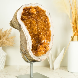 World-Class Citrine Geode with Large Stalactite Flower Formations and Deep Orange Citrine Crystal Druzy - 12.5 Kg - 27.4 lb