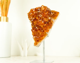 Deep Orange/Red Citrine Cluster (AKA Madeira Citrine) with Flower Stalactite Formations on Stand, 2.0 Kg - 4.4 lb