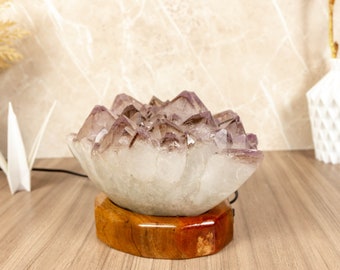 Amethyst Geode Table Lamp, Bespoke, Table Lighting for High-End Decor, All-Natural - 7.7 Kg - 16.9 lb