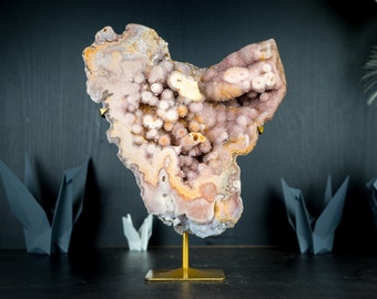 Rare High-Grade Pink Amethyst Geode Slab with AAA Yellow and Rose Amethyst Galaxy Druzy, 3.8 Kg - 8.3 lb