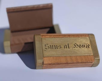 Customizable Traditional Brass/Woodgrain English Style Snuffbox by Snus at Home (Available in Brass and Steel!)