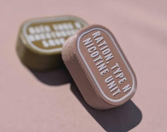 Pocket Snus, Pouch, Snuff Can — WWII Ration Style | Olive Tan Finish | Magnetic Closure
