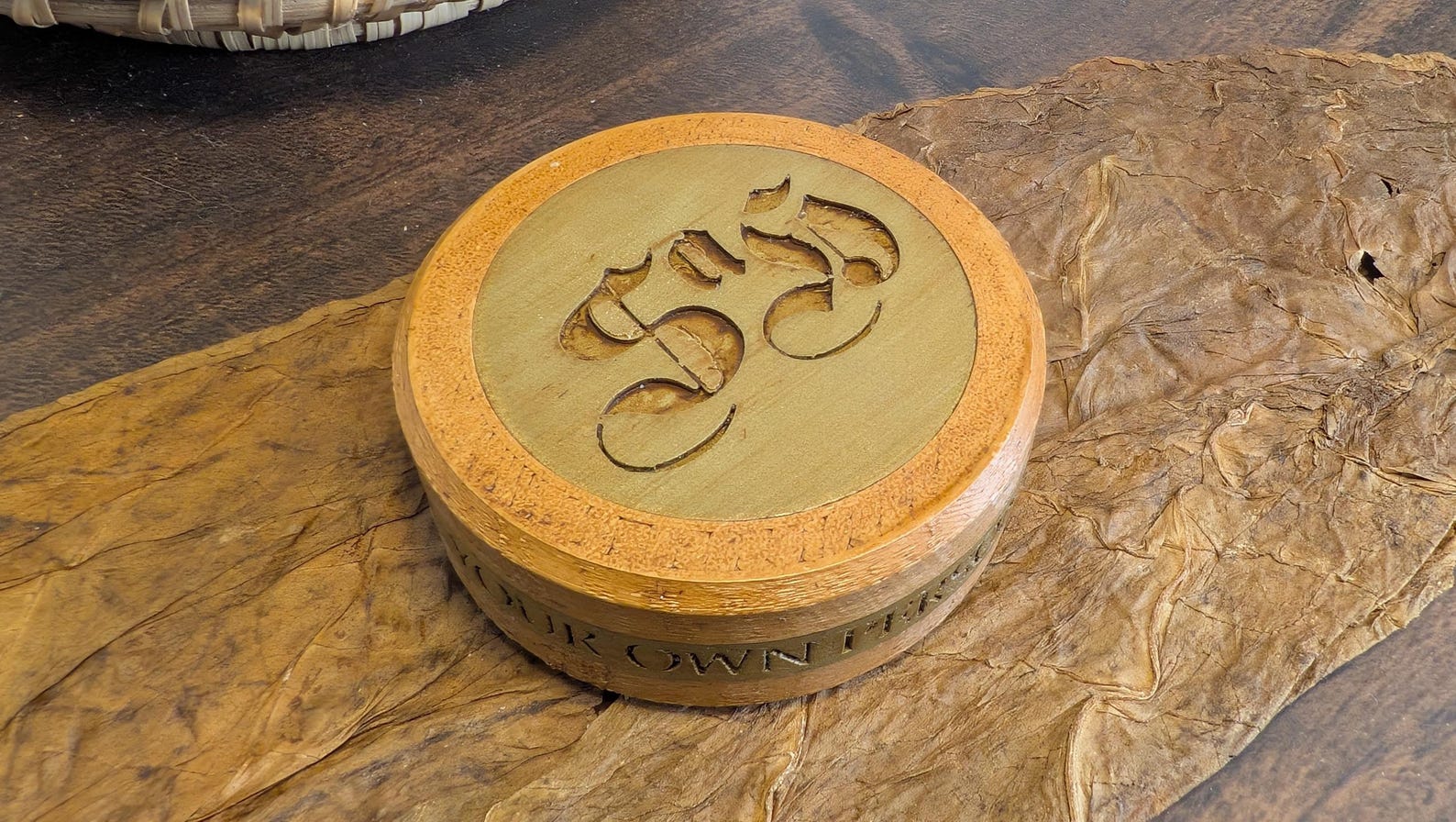 Customizable Brass / Simulated Woodgrain Snus & Nicotine Pouch Storage ...