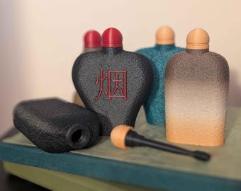 Customizable Chinese-Style Snuff Bottle with Built-in Scoop — Multiple Shapes & Hand-Finished Vintage Tones — by Snus at Home
