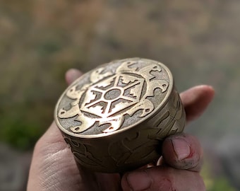 Customizable Steel/Brass Magnetic Snuff, Snus, and Nicotine Pouch Storage Can - Anglo-Saxon Dragon