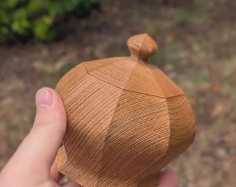 Oak Wood-Grain Snus Table Jar: 3D Printed Snuff Container