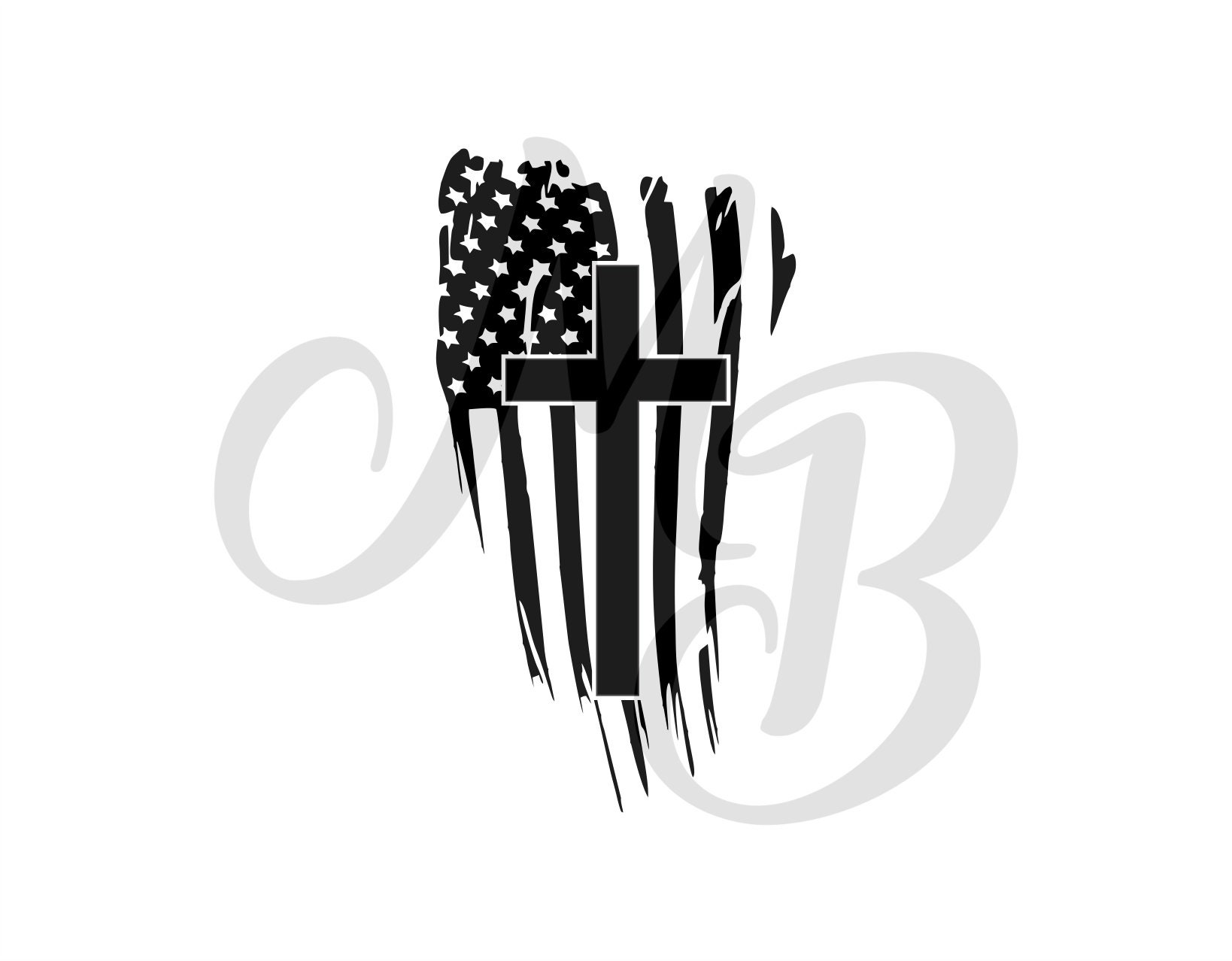 USA Flag With Cross Svg, USA Flag Black and White SVG, Red, American