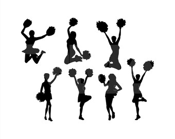 Cheerleader SVG, Cheer Svg, Cheerleader Silhouette Pack Svg, Cheer PNG, Cheer DXF, High School Cheer, cheer team svg
