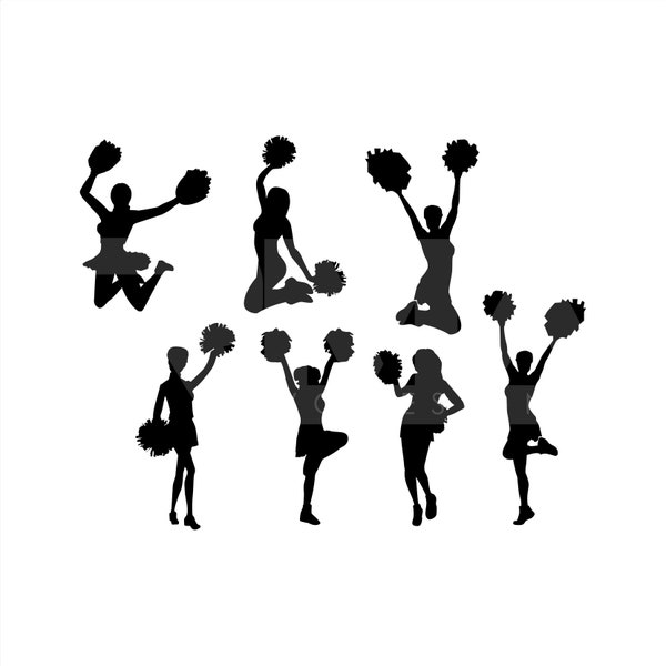 Cheerleader SVG, Cheer Svg, Cute cheer, cheerleader Silhouette Pack Svg, Cheer PNG, Cheer DXF, High School Cheer, cheer team svg