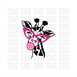Giraffe svg, png, funny giraffe svg, png, 300dpi, high resolution, glasses, bubble gum, svg for cricut