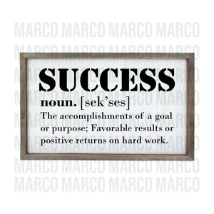 Citation motivationnelle de succès Svg, Définition de succès Svg, Fichier de coupe de signe de succès, Fichier de téléchargement, Dxf, Png
