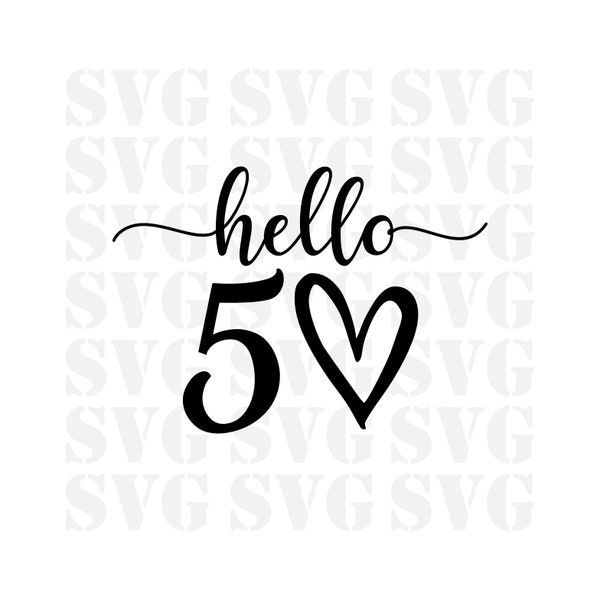 Hello Fifty  SVG, Hello 50 svg, Birthday Svg, Fiftieth Birthday Svg, Birthday Png, 50th bday t-shirt design, Sublimation, Dtf