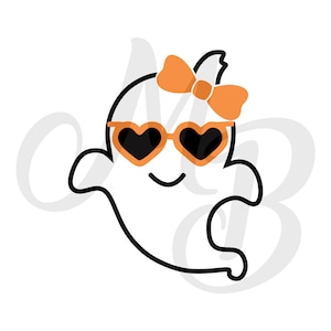 Cute Glasses Ghost , Halloween SVG, Ghost SVG, Cute Halloween Shirt, Halloween Silhouette File, Beautiful Svg, Fall Svg, Heart Glasses svg