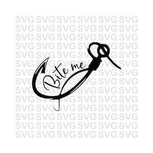 Muérdeme Svg, Pesca Svg, Divertido Svg, Png, Dxf, Anzuelo de pesca Svg, Día del padre svg, Regalos para ella, Dtf, Transferencias