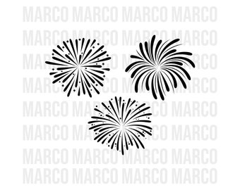 Fuegos artificiales Svg, Año Nuevo Svg, 4 de julio Fuegos artificiales svg, Png, Dxf