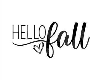 Hello Fall SVG, Heart Svg, Fall Svg Files for Cricut, Fall Svg Saying, Cute Fall Svg, Cute Fall Iron On, DIY Svg