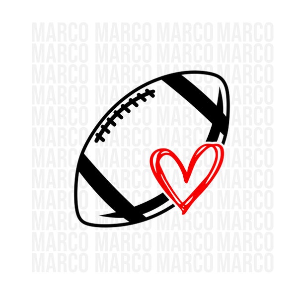 Football with Heart SVG, Digital Download, Instant Download, svg, dxf,  png, Cute Heart Svg, Football With Heart Svg, Dxf, Print & cut file