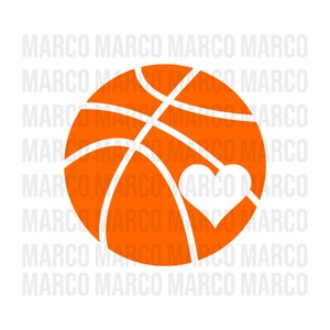 Basquete de uma cor com coração SVG, contorno de basquete, SVG de basquete personalizado, basquete PNG, baixar arquivo, download instantâneo, Cricut