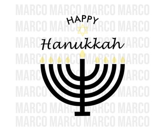 Happy Hanukkah Menorah SVG, Star of David, svg Dxf png cortando archivos para silueta o cricu, Descarga instantánea