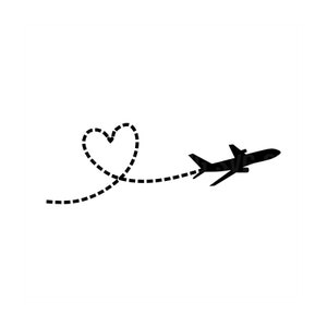 Travel Svg, Plane Svg, Dotted Line Plane Svg, Heart Svg, Cute Travel Svg, Digital Download File, SVG cut file, Cricut