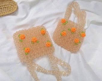 Cute Orange Juice Bead Handbag | DIY Material Option Available